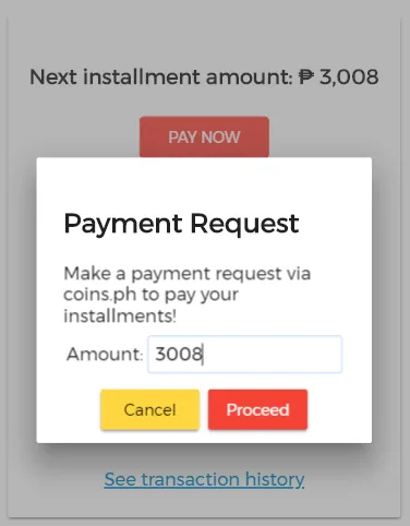 Enter the amount you want to pay and click “Proceed”.
