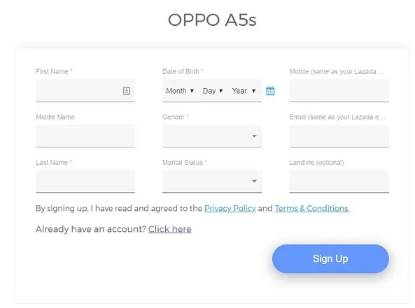 Sign up for BillEase's  OPPO A5s promo by visiting the promo landing page!