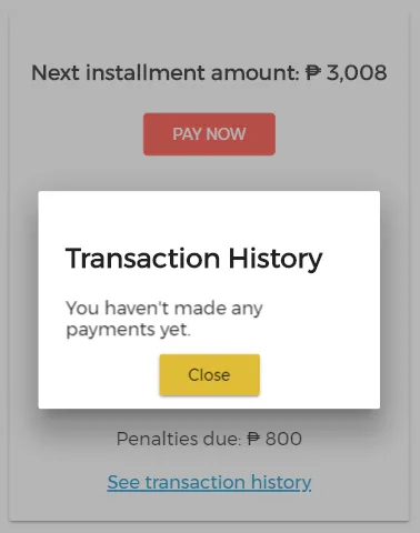 you can look back to your account and see your Transaction History by clicking the link just below the table of your installments