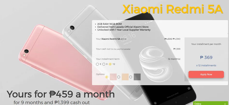 Xiaomi Redmi 5A promo landing page
