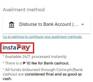The instapay logo will appear on all instapay-partnered banks in BillEase