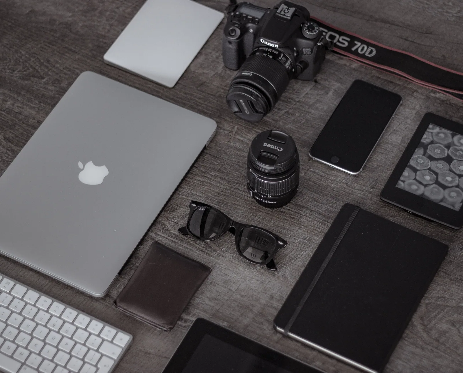 A flatlay comparison of technological gadgets